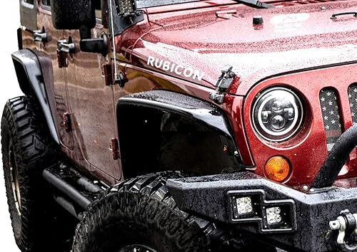 KBD Kits de carrocería compatibles con Jeep Wrangler 2007-2018 4 piezas de guardabarros de poliuretano delantero y trasero Kit de guardabarros