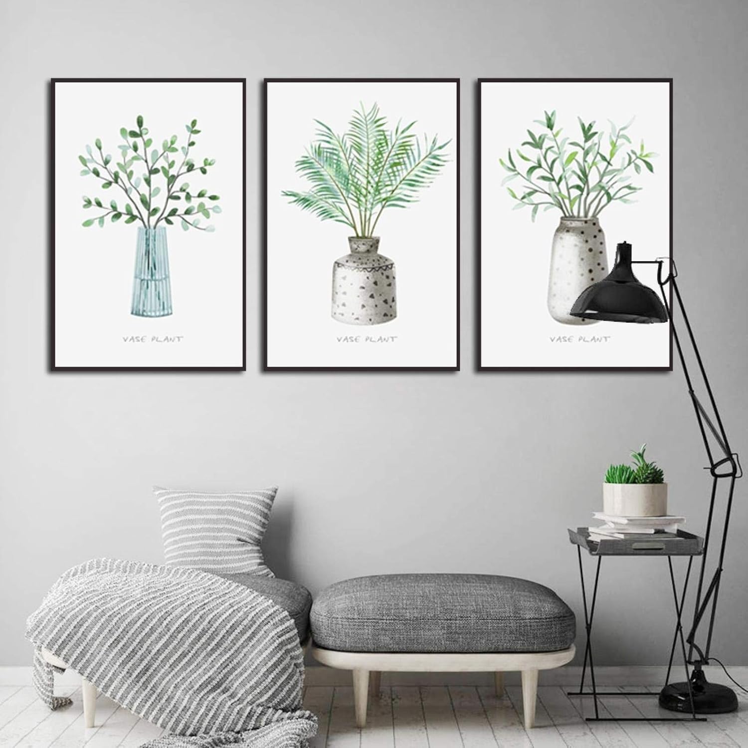 Produktbild von ZMFBHFBH Abstrakte Große Größe Dekoratives Bild Für Wohnzimmer Schlafzimmer Goldene Blätter Wandkunst Poster Malerei Drucke Auf Leinwand Dekoration 30x60cm (12x24in) Mit Rahmen