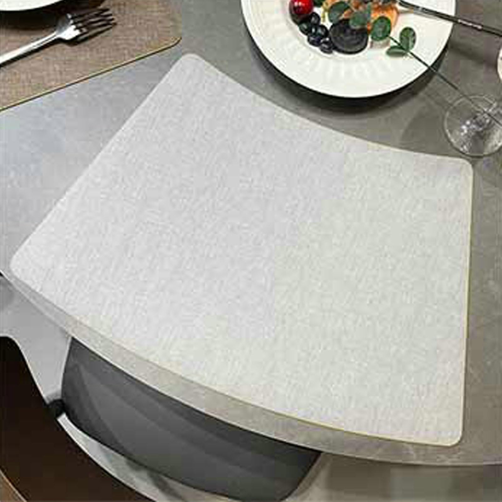 Juego de 6 manteles individuales de cuña de piel, resistentes al calor, antideslizantes, lavables, bicolor, reversibles, color gris claro, beige, blanco, para cocina, interior, fiesta, 50 x 37