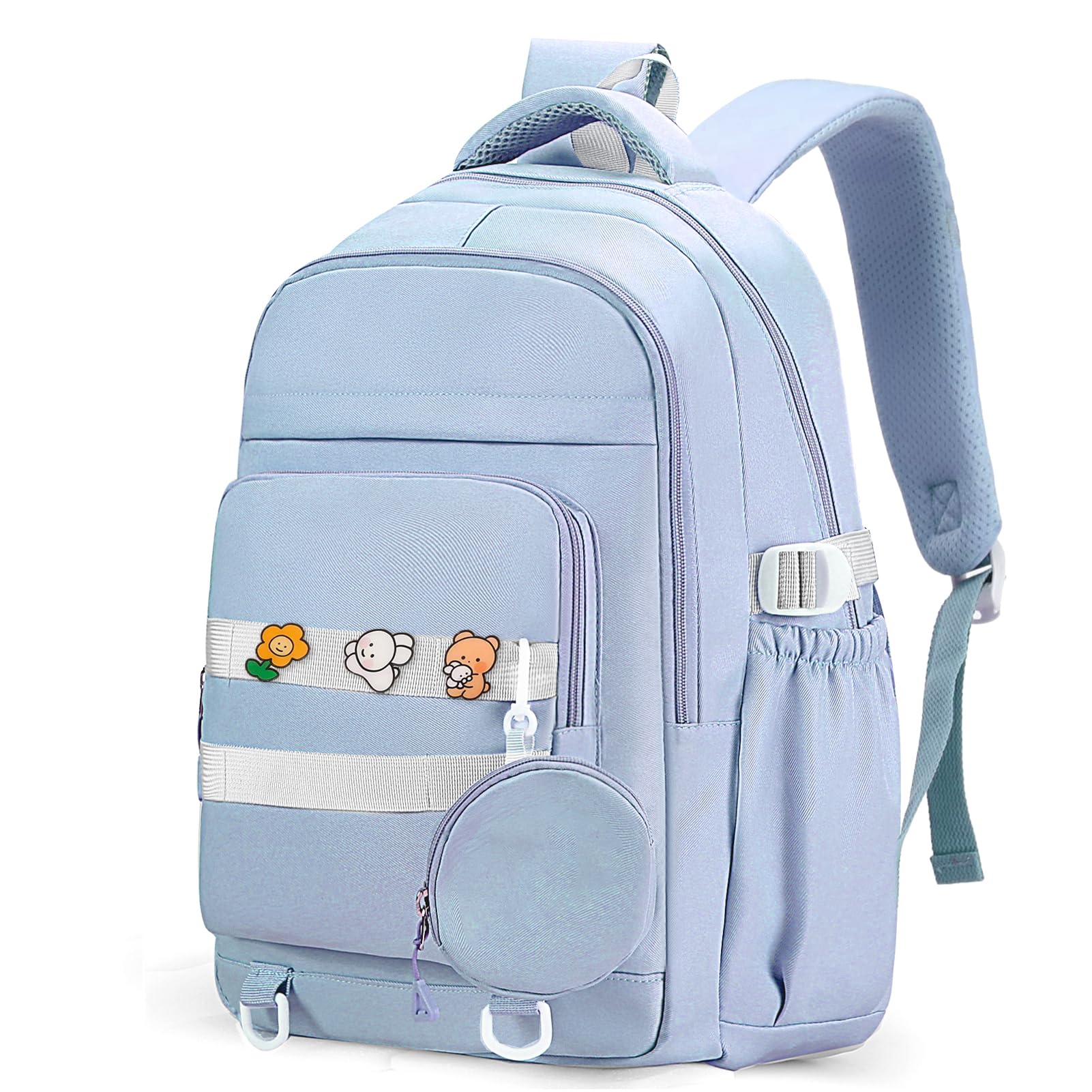 PRLINJSK Cute Backpack for Teen Girls Boys, Aesthetic Laptop Bookbag for College High Middle School Student Women, Blue