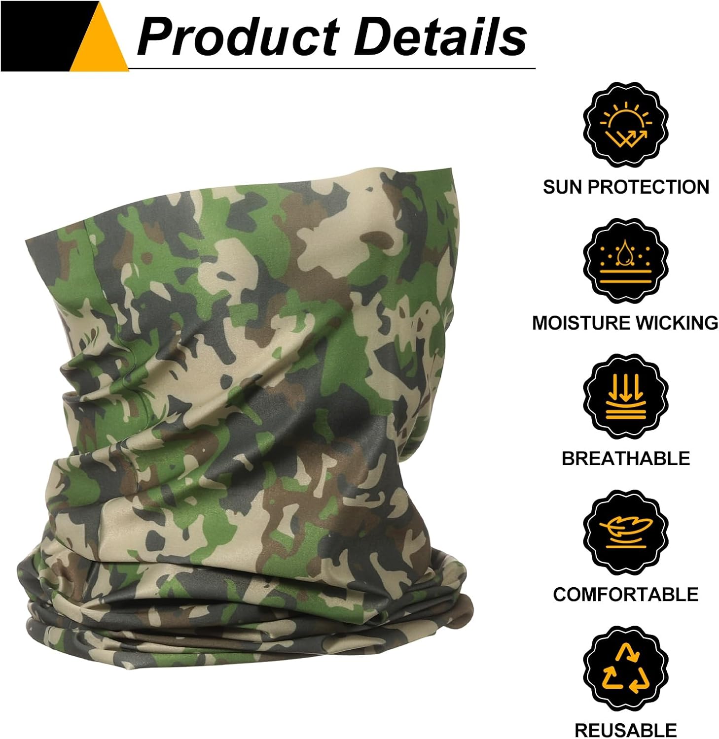 HARFINGTON Summer Cooling Neck Gaiter Sun Protection Face Mask Fishing Neck Gaiter Unisex Sunscreen Breathable Bandana for Fishing Outdoor Sports, Camo Army Green - Image 4