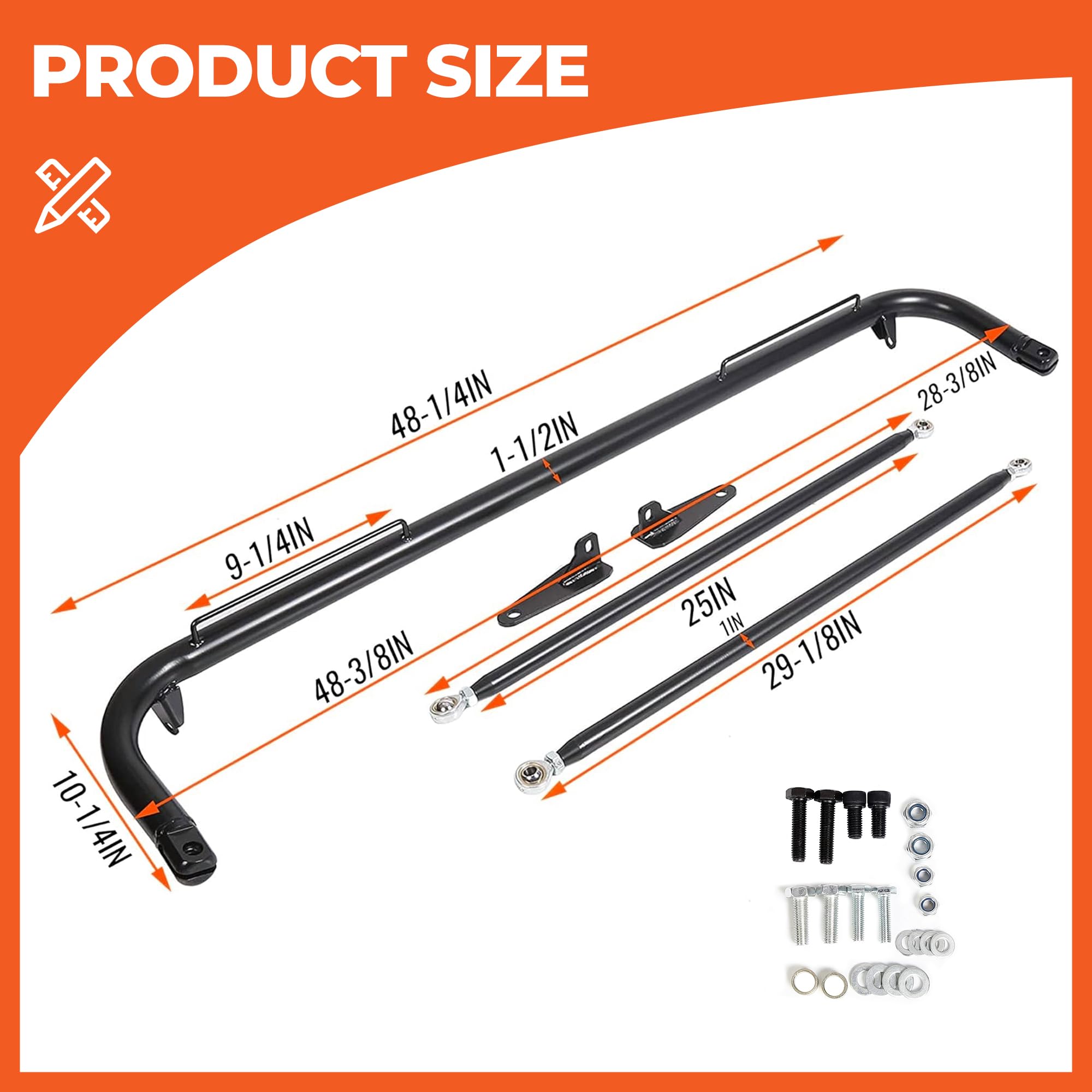 ECOTRIC 49 Harness Bar Compatible with 4-Point 5-Point 6-Point Seat Belts | Racing Safety Seat Belt Rod Compatible with Ford Honda Mitsubishi and more Universal; Black product thumbnail 3