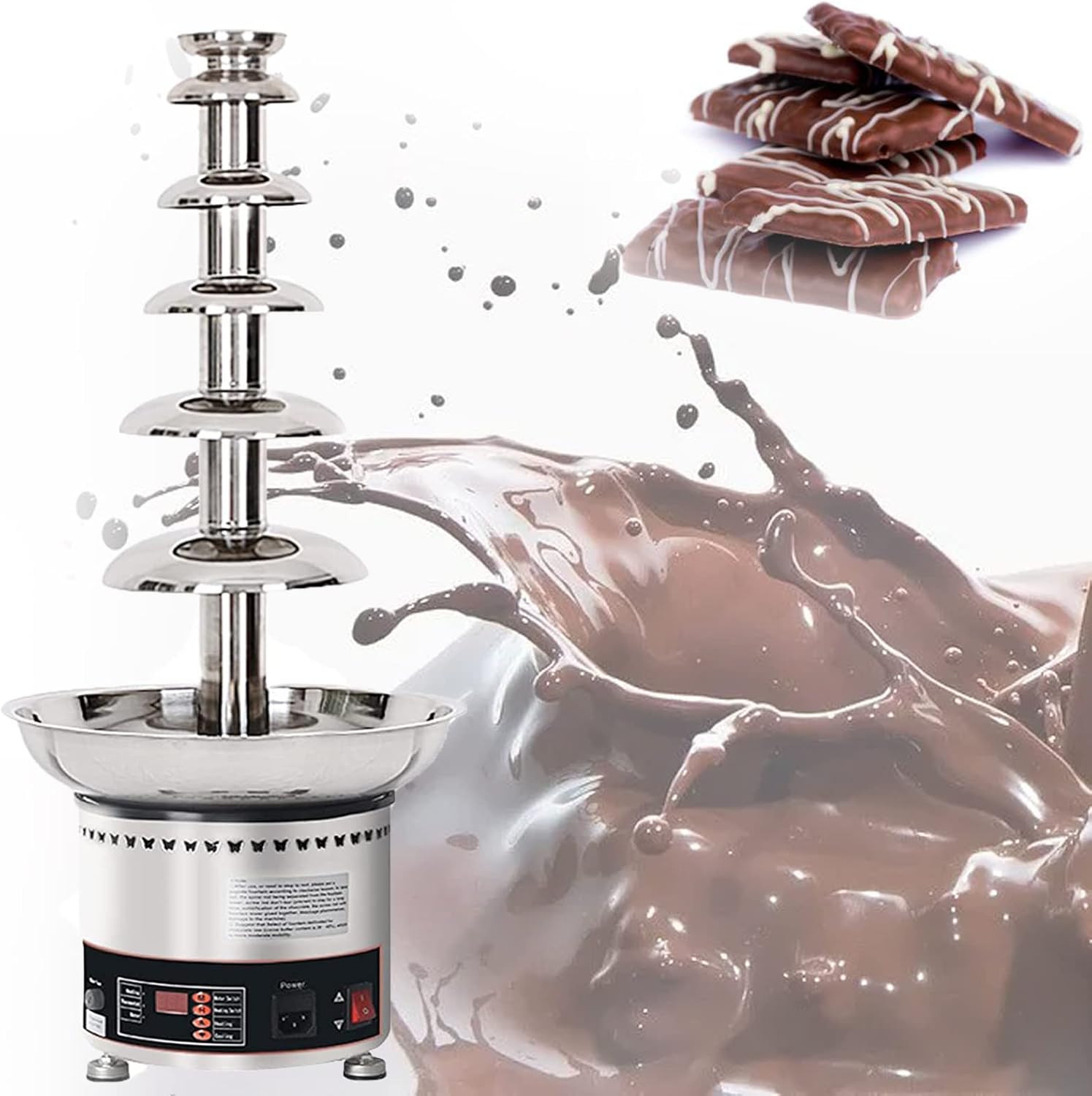 Chocolate Fountain Commercial Chocolate Fountain Chocolate Fountain Machine Stainless Steel Chocolate Fountain Fondue for Cake Shop,Hotel,House,Restaurant,Banquet(6Tier)