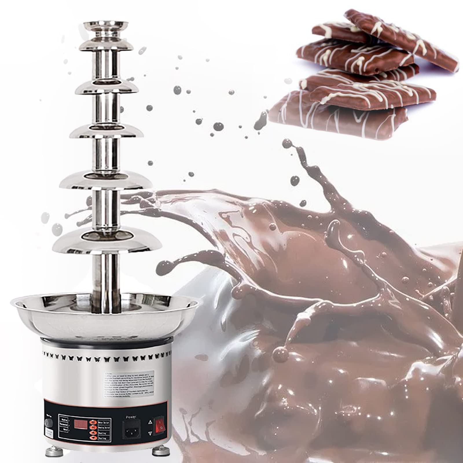 ASerZenith Chocolate Fountain, Commercial Chocolate Hot Pot Waterfall, Suitable For Restaurants, Banquets,6Tier