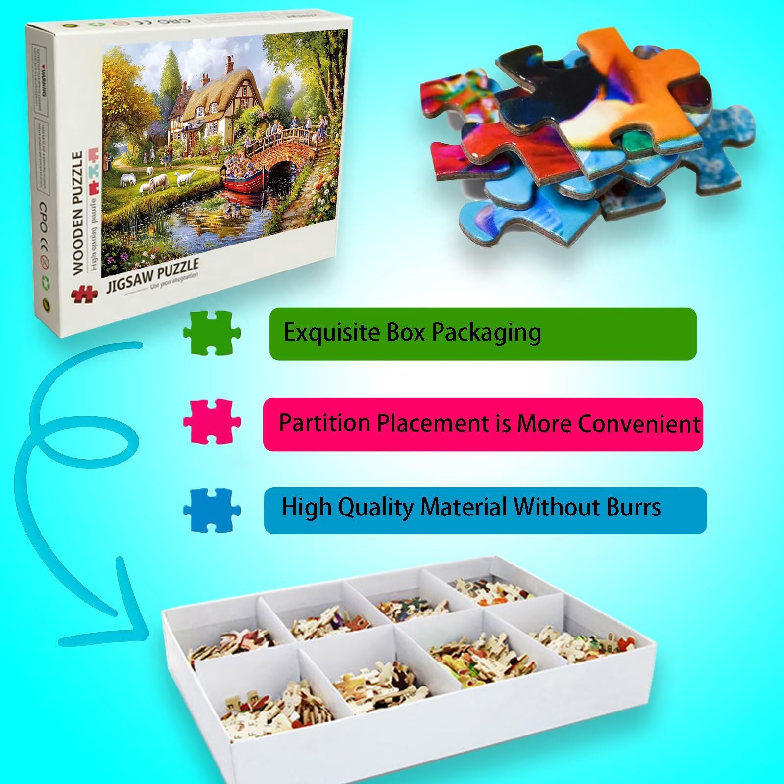 Gospodarstwo puzzle 1500 elementów, trudne puzzle, drewniane puzzle dla całej rodziny, zestaw "zrób to sam" dla dorosłych, nadają się jako dekoracja ścienna, prezent dla kobiet, temat: most 8p-675