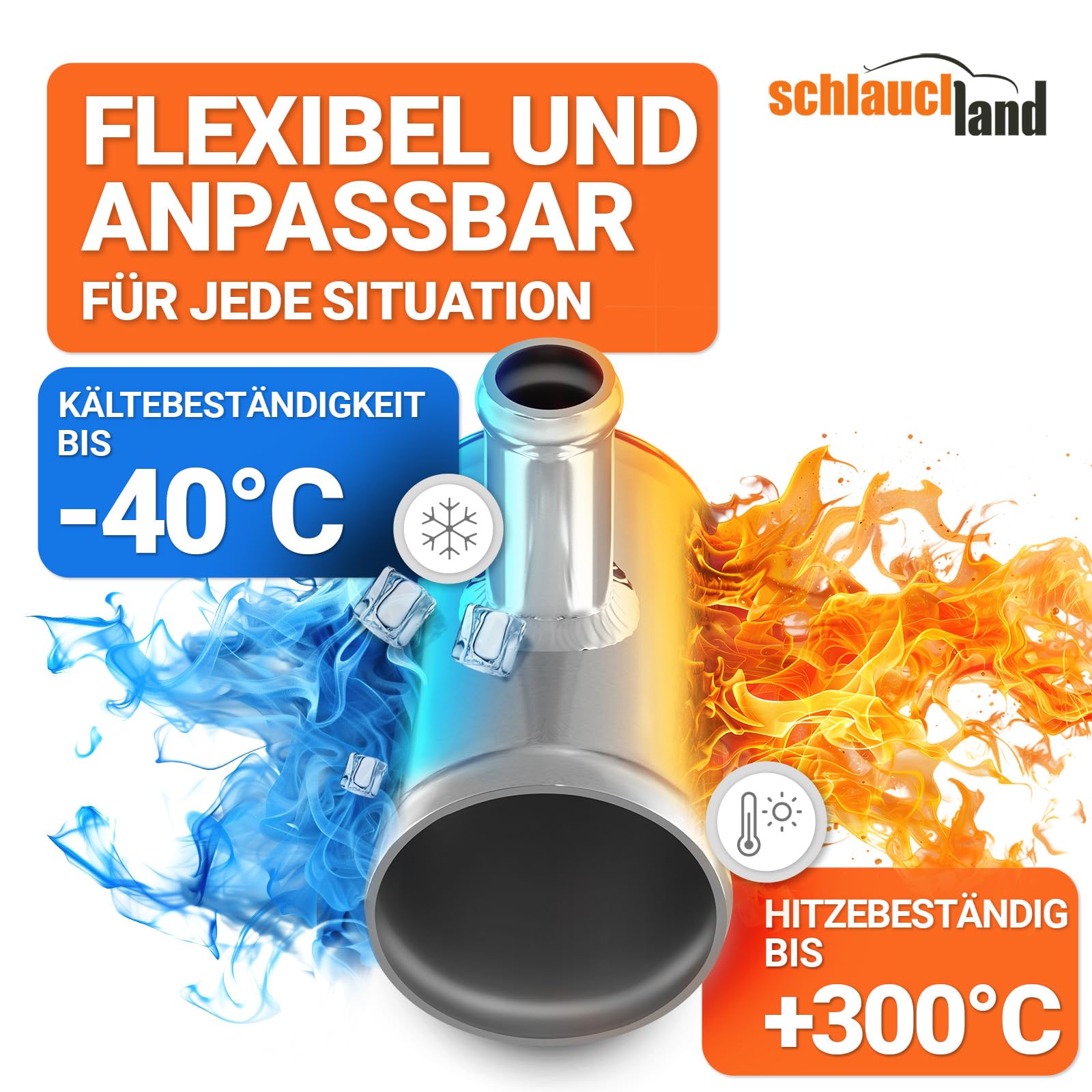 ALU-ROHR T-STÜCK AD-Ø 45mm Abgang 30mm glänzend T Verteiler poliert | AUSWAHL & GRÖSSEN - Ø 200mm | Aluminium Rohr Abzweig Splitter Schlauch-Verbindung Adapter Kupplung DIN 40501 & EN AW-6063 | 300°C