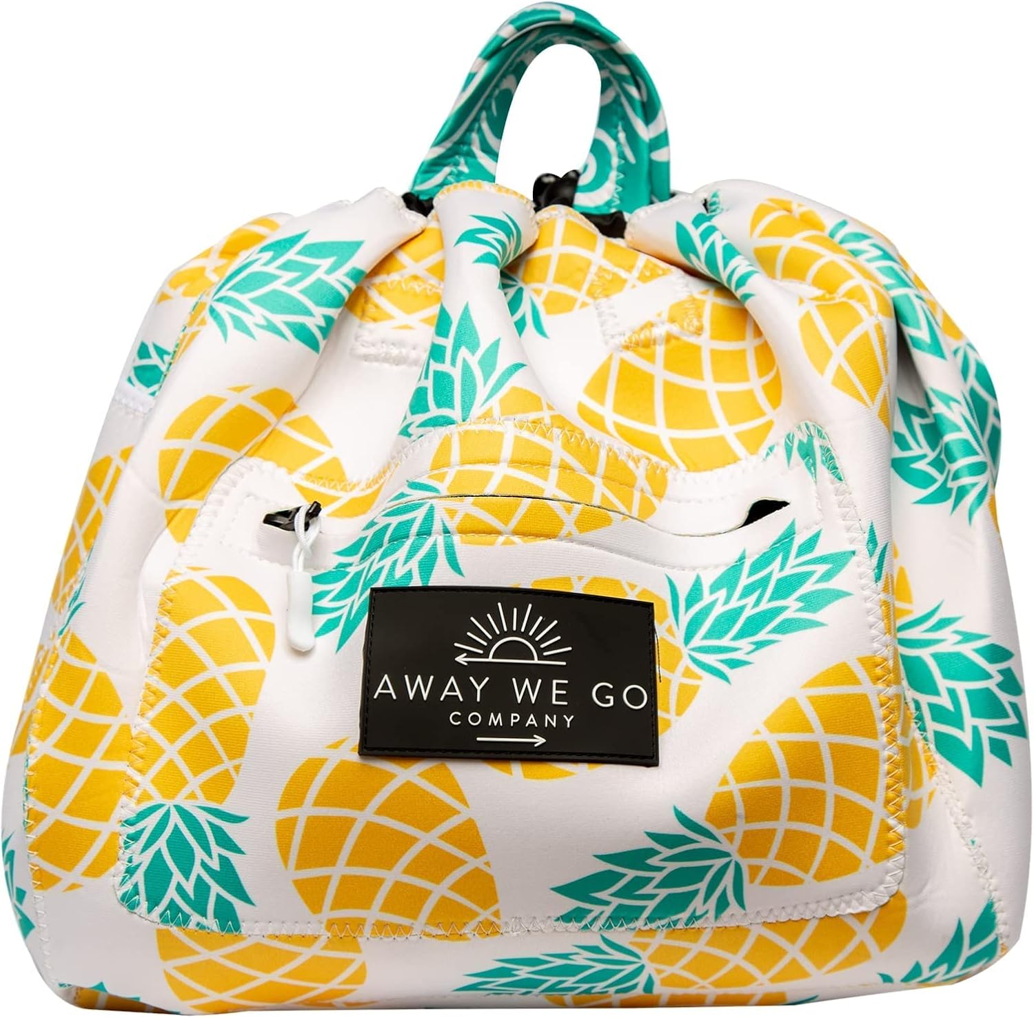 Bike Basket Liner, Beach Bag & Travel Tote All in One Bag Waterproof Neoprene Reversible Prints Two Large Zipper Pockets Locking Toggle with Draw String