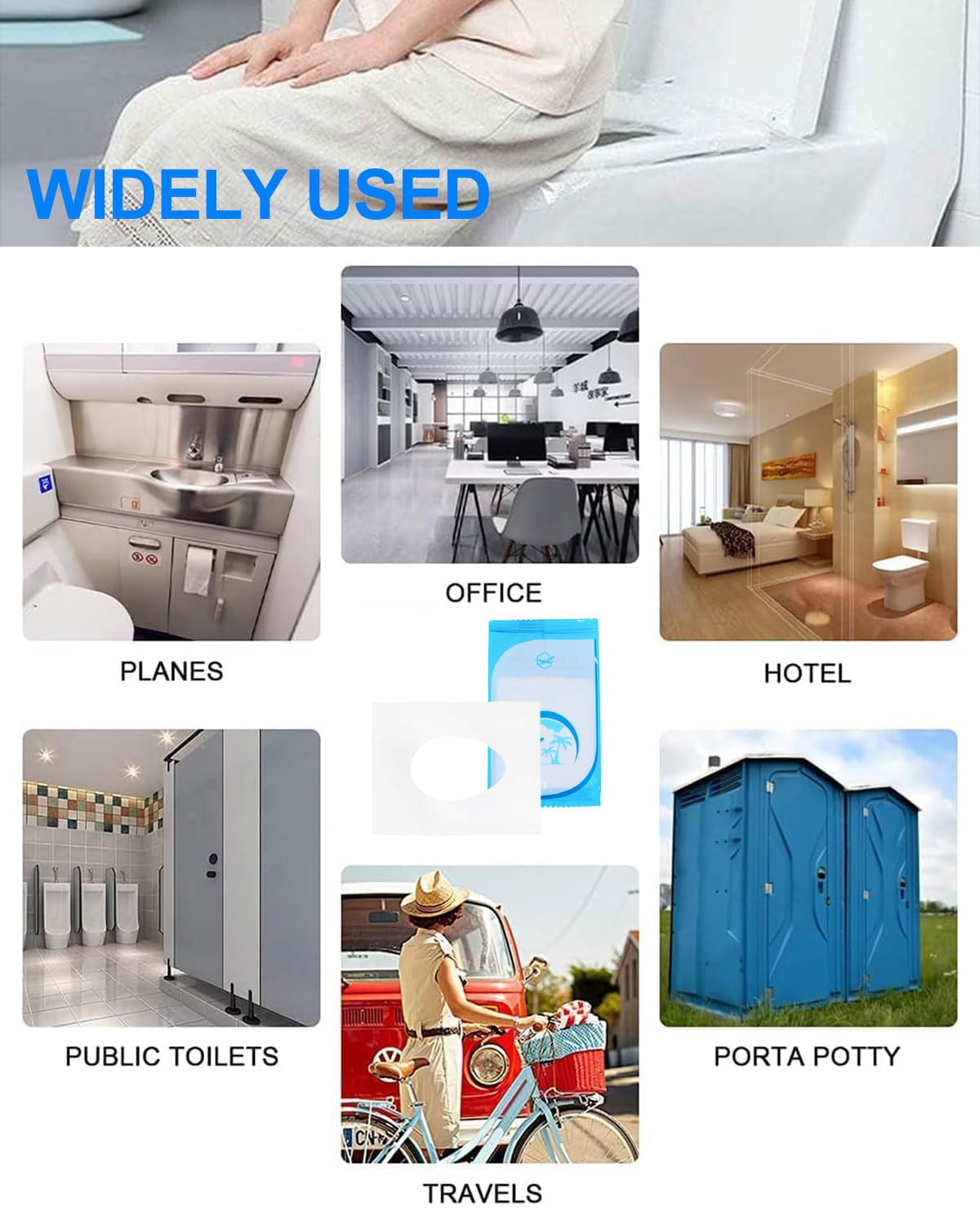 Copriwater USA e Getta Copri Tazza WC Monouso Impermeabili Biodegradabili Toilette Portatili (10pcs)