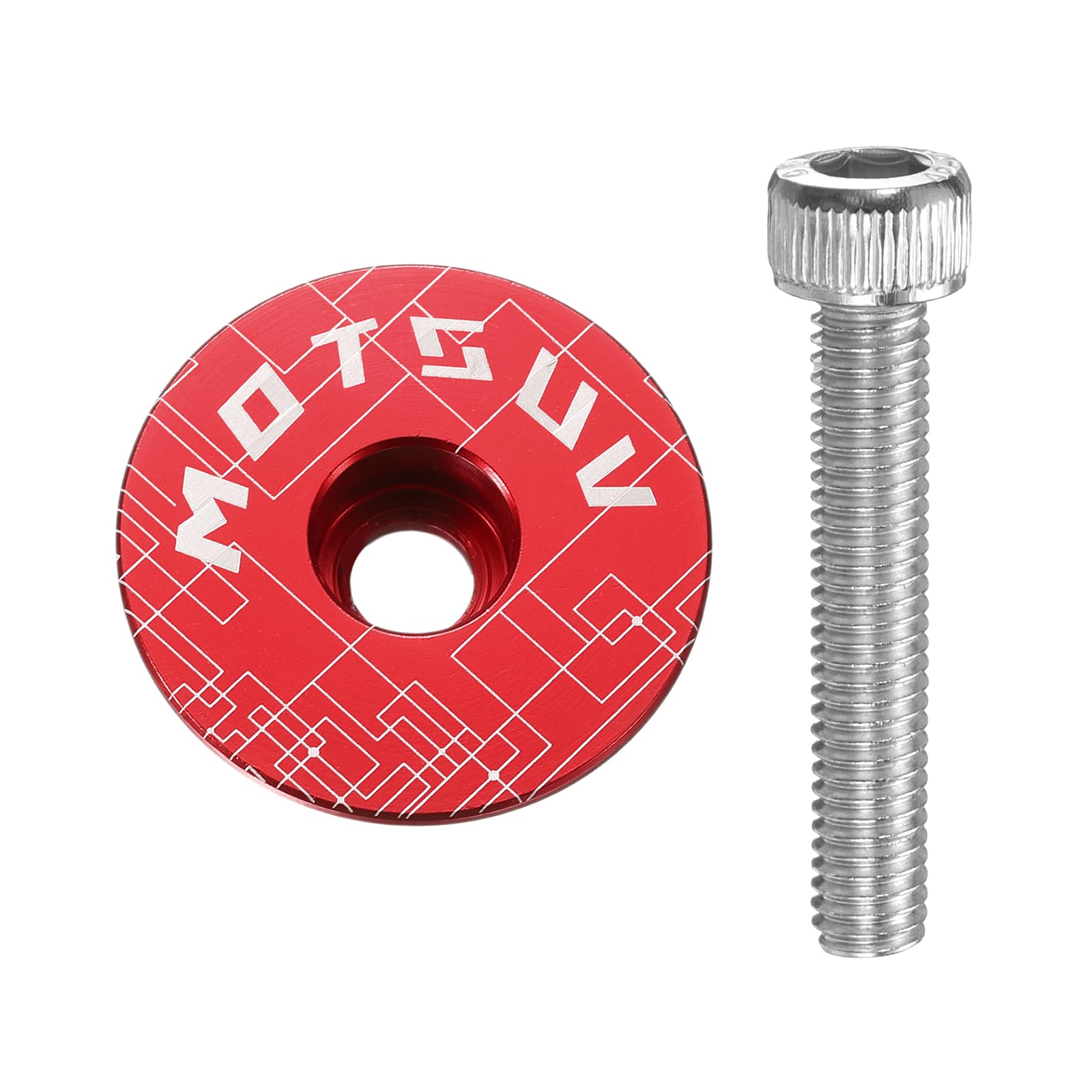 sourcing map 1 1/4" OD Bicycle Headset Stem Top Cap Aluminum Alloy Cycling Headset Cover Stem with M6 Bolt for Mountain Bicycle Road Bicycle MTB, Red