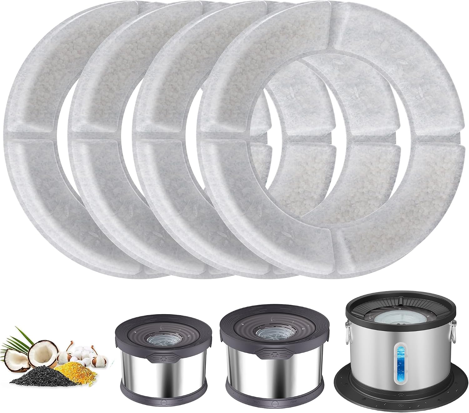 UPSKY 4PCS Replacement Filters for 8L/2.1Gal, 10L/2.6Gal and 12L/3.17Gal, 14L/3.7 Gal Round Dog Water Bowl