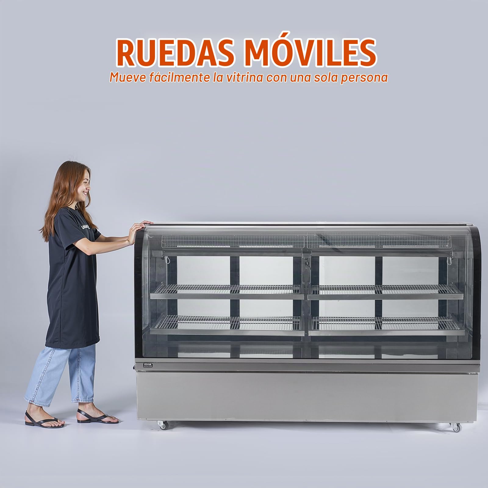 VEVOR Vitrina Refrigerada Vitrina Grande para Repostería de 901 L Refrigerador Comercial de 4 Niveles con Iluminación LED Refrigeración por Corriente Descendente Móvil con Ruedas para Panadería