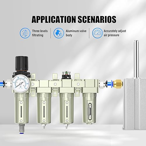 Miniatura 7 de MEANLIN Sistema de secado de aire de 4 etapas de grado industrial NPT de 12 pulgada, drenaje automático, filtro de coalescencia, filtro de
