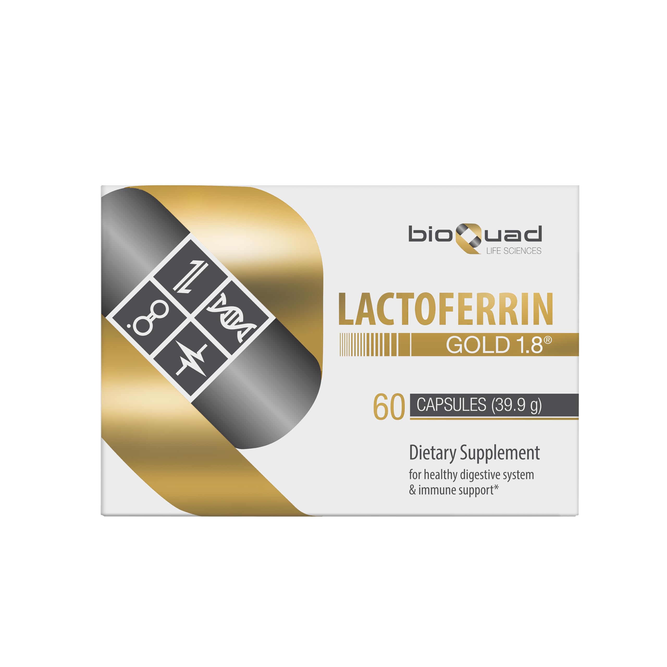 Lactoferrin Gold 1.8 - for Immune Support, Digestive Health, and Iron Absorption - Lactose-Free, Gluten-Free, Non-GMO (60 Count)