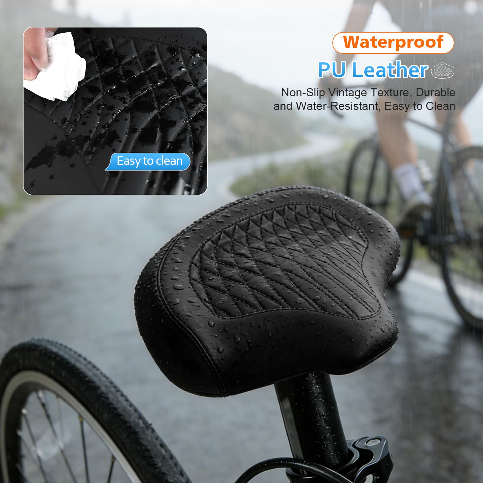 ROADNADO Sella per bici senza naso per uomini e donne, comoda, antiscivolo, impermeabile, sovradimensionata, extra larga, imbottita, cuscino per sellino per bicicletta Peloton Exercise Cruiser City