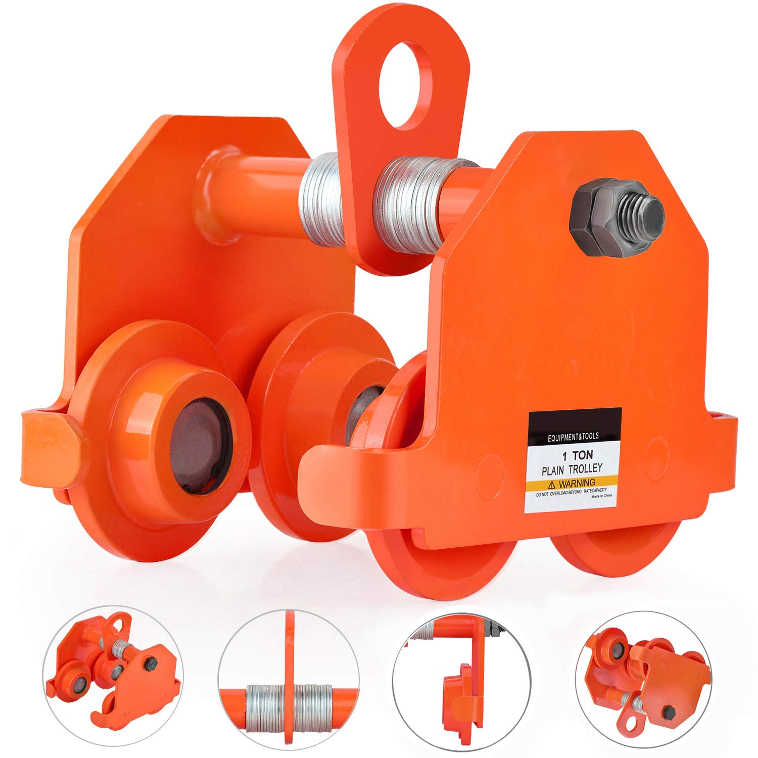 VINAUO 2200LBS Heavy Duty Manual Trolley 1 Ton Capacity Plain Trolley