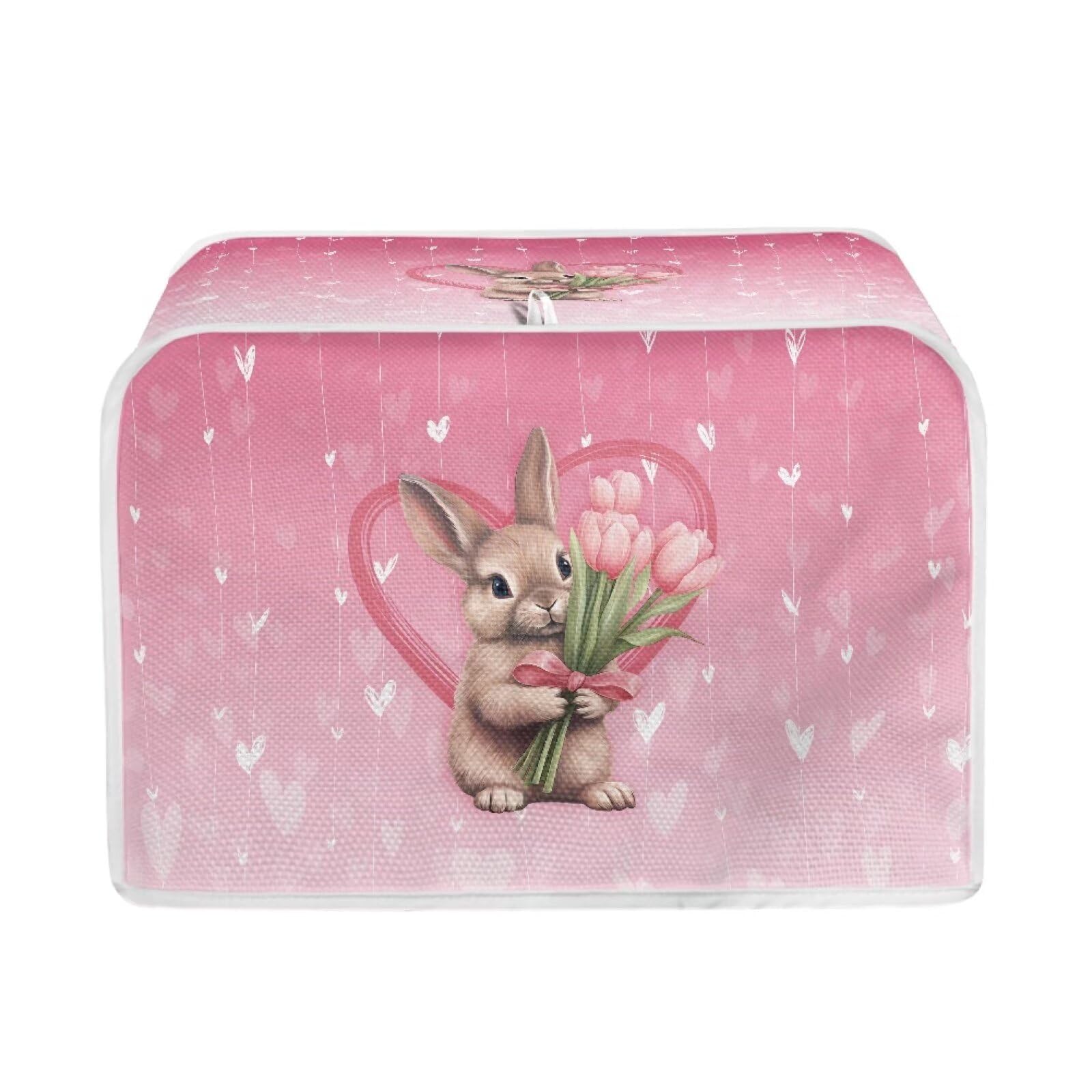 Easter Day Decor Kitchen Toaster Dust Cover Bakeware Protector Compatible with 4 Slice Toaste Dust Protection Cover Tulips Flower Bunny Print