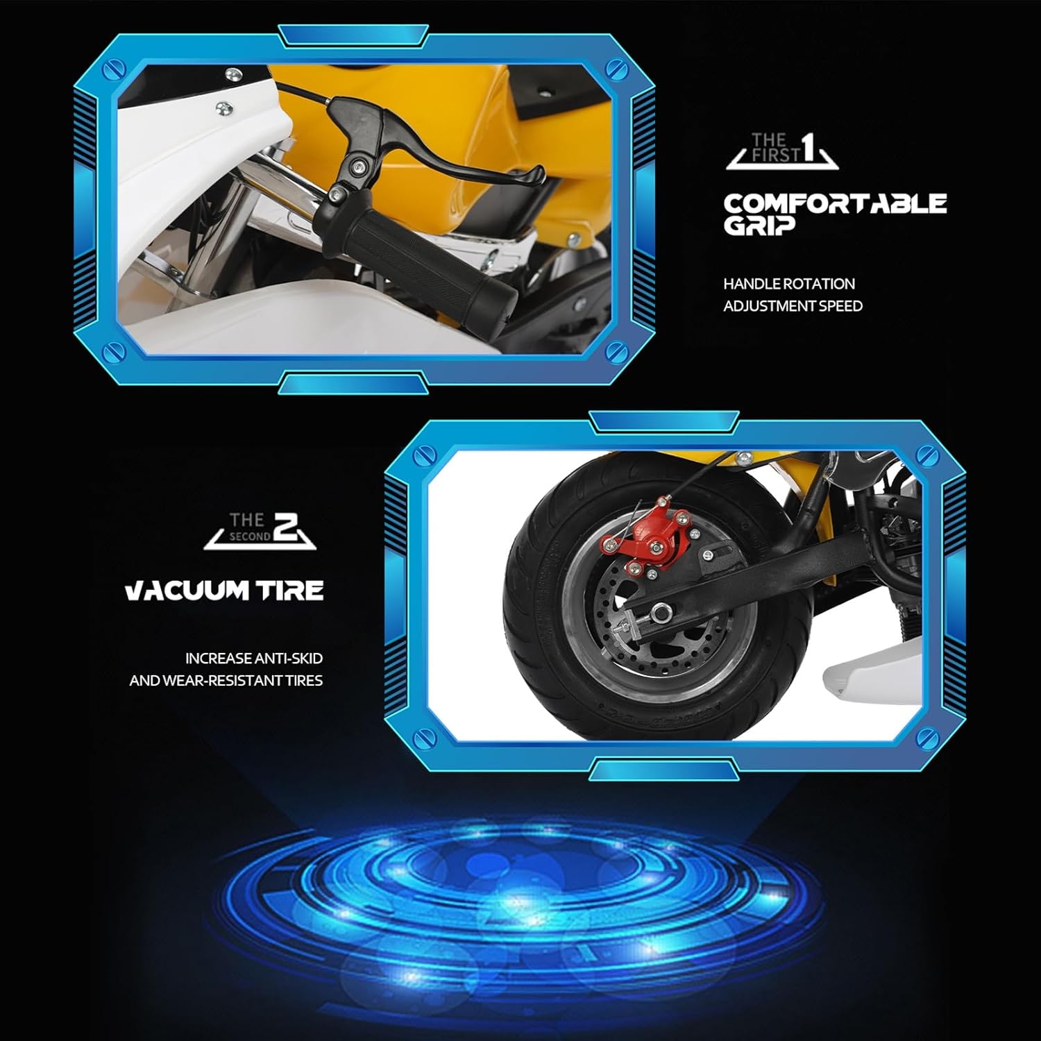 Dirt Bike 49cc 2 Stroke Pocket Bike, Mini Motorcycle for Kids, Gas Pocket Motorbike with Strong Dual Brake, Gas Power Motocross, Racing Max Speed 20Mph, Dual Headlights,Cool Appearance White
