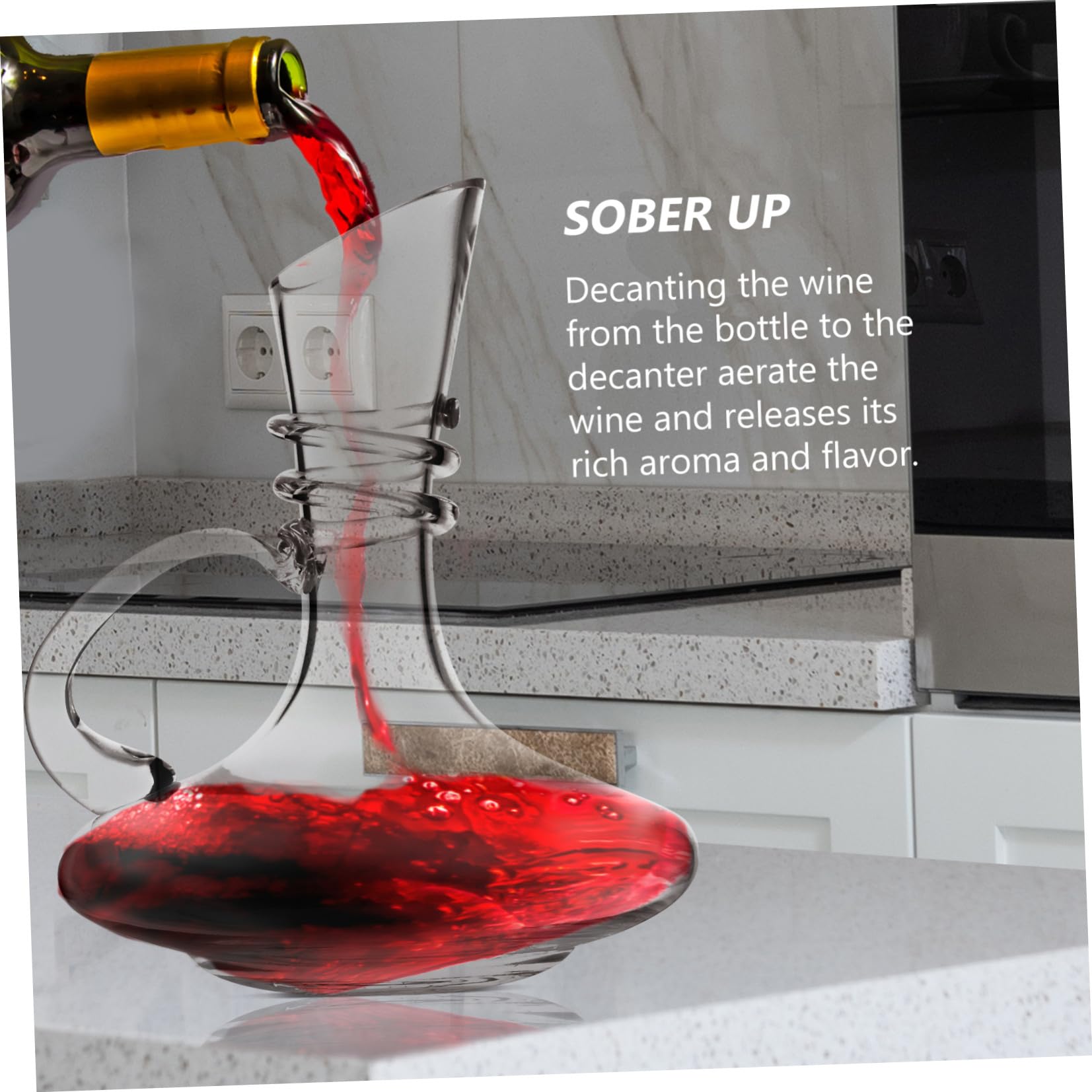 Alipis Carafe à Vin Stable et Facile à Nettoyer 1600 Ml Bec Incliné en Verre pour Décantation Rapide pour Amateurs de Vin
