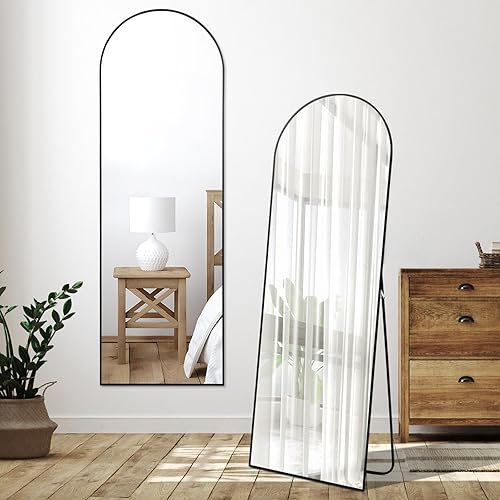 Miniatura 2 de VVK Espejo de pie arqueado de longitud completa, espejo independiente de 64 x 21 pulgadas, enorme espejo de cuerpo completo para pared, espejo de