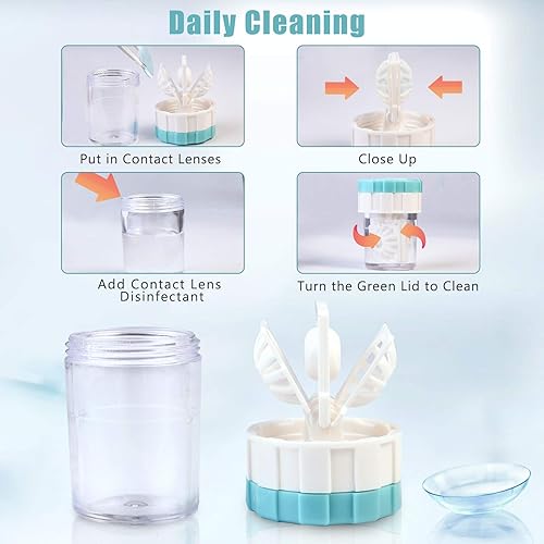 Miniatura 4 de Kit de viaje para lentes de contacto con arandela limpiadora, caja de contacto portátil con pinzas de espejo, herramienta para quitar la botella