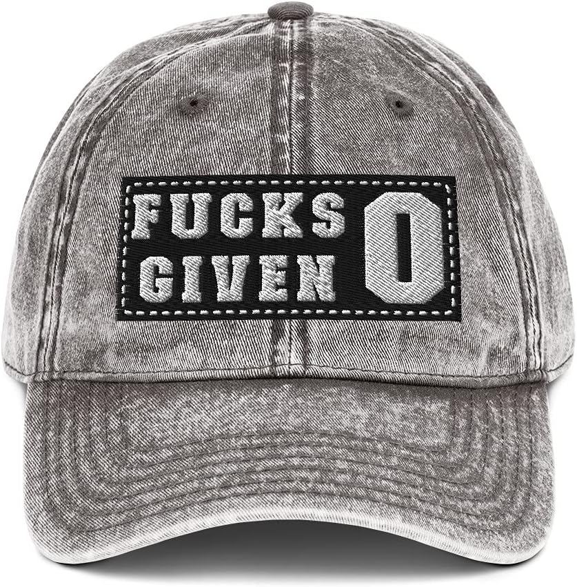 Zero Fucks Given 0 Funny Profanity Vintage Baseball Hat