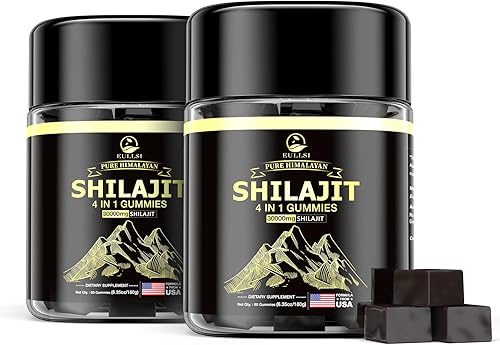 Shilajit puro del Himalaya para hombres y mujeres, gomitas orgánicas Ashwagandha, 60 unidades