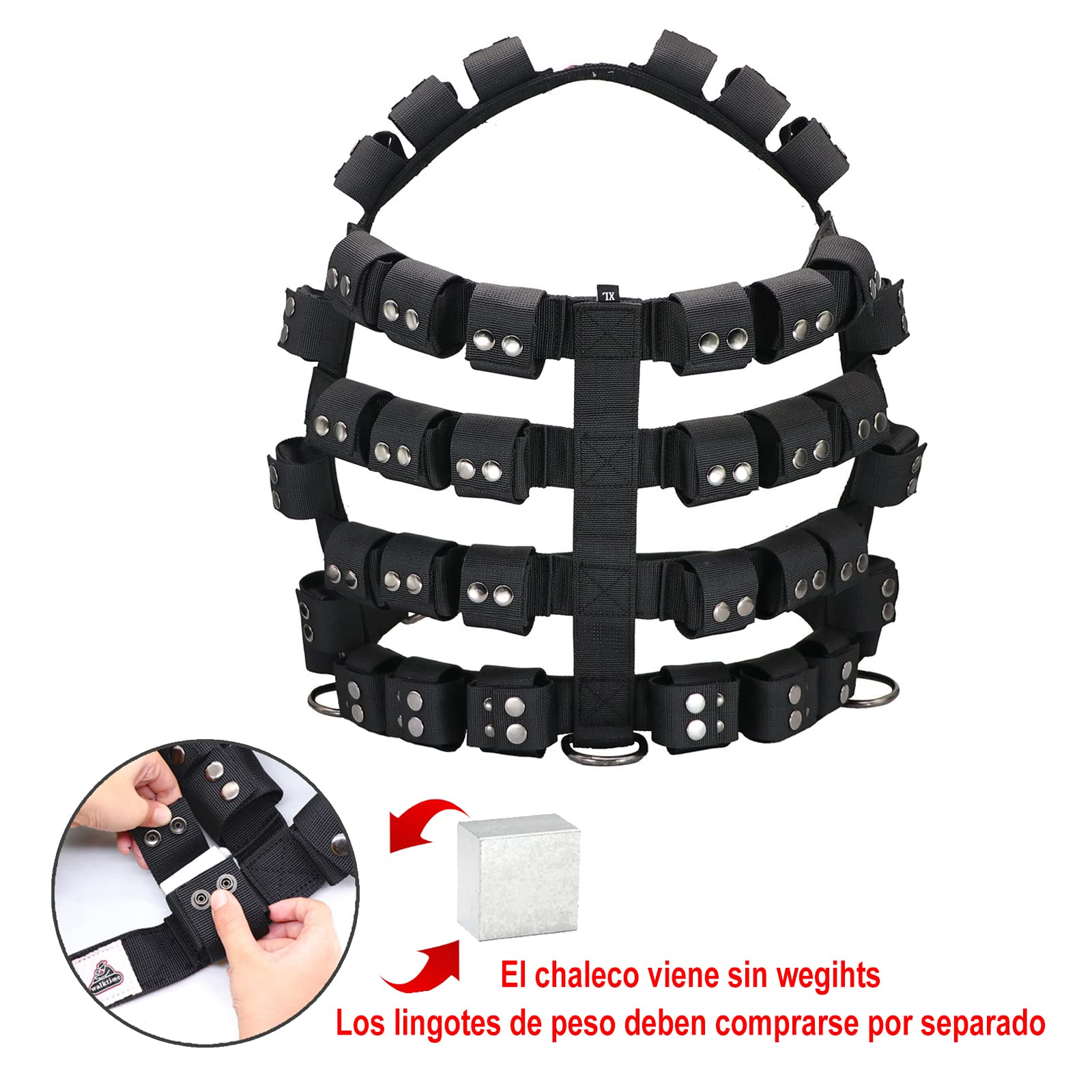 Arnés Antitirones para Perro Pequeño, Mediano y Grande - Chaleco Protector Militar con Bolsillos y Peso - Arnés Multifuncional