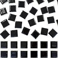 50 peças de mosaico preto para artesanato, azulejos de cerâmica de 2,54 cm, cores sortidas, suprimentos para projetos de mosaico de cerâmica quadrados, para moldura de fotos, pisos, pisos, banheiros, decoração de móveis de piscina antiga