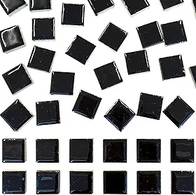 50 peças de mosaico preto para artesanato, azulejos de cerâmica de 2,54 cm, cores sortidas, suprimentos para projetos de mosaico de cerâmica quadrados, para moldura de fotos, pisos, pisos, banheiros, decoração de móveis de piscina antiga