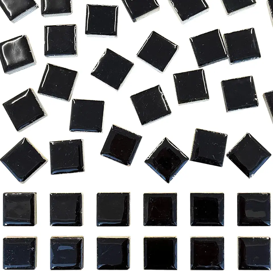 50 peças de mosaico preto para artesanato, azulejos de cerâmica de 2,54 cm, cores sortidas, suprimentos para projetos de mosaico de cerâmica quadrados, para moldura de fotos, pisos, pisos, banheiros, decoração de móveis de piscina antiga