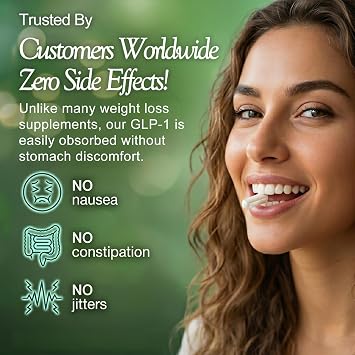 GLP-1 Support Supplement for Appetite Control & Weight Management Metabolic Support with Green Tea, Yerba Mate, Ceylon Cinnamon & Turmeric Extract Vegan, 90 Count