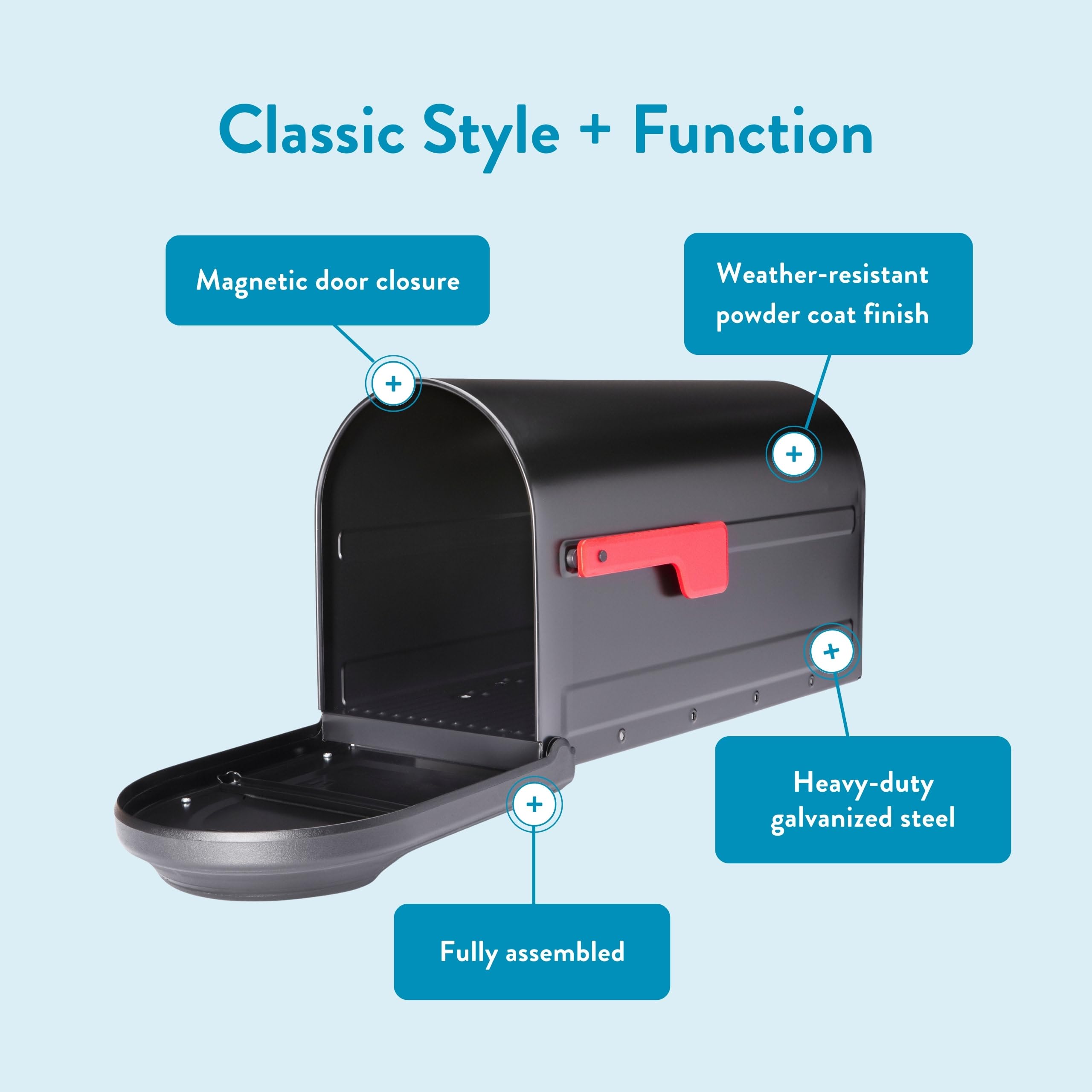 ARCHITECTURAL MAILBOXES 7900-1B-R-10 Barrington Postmount Cassetta postale, Nero, L