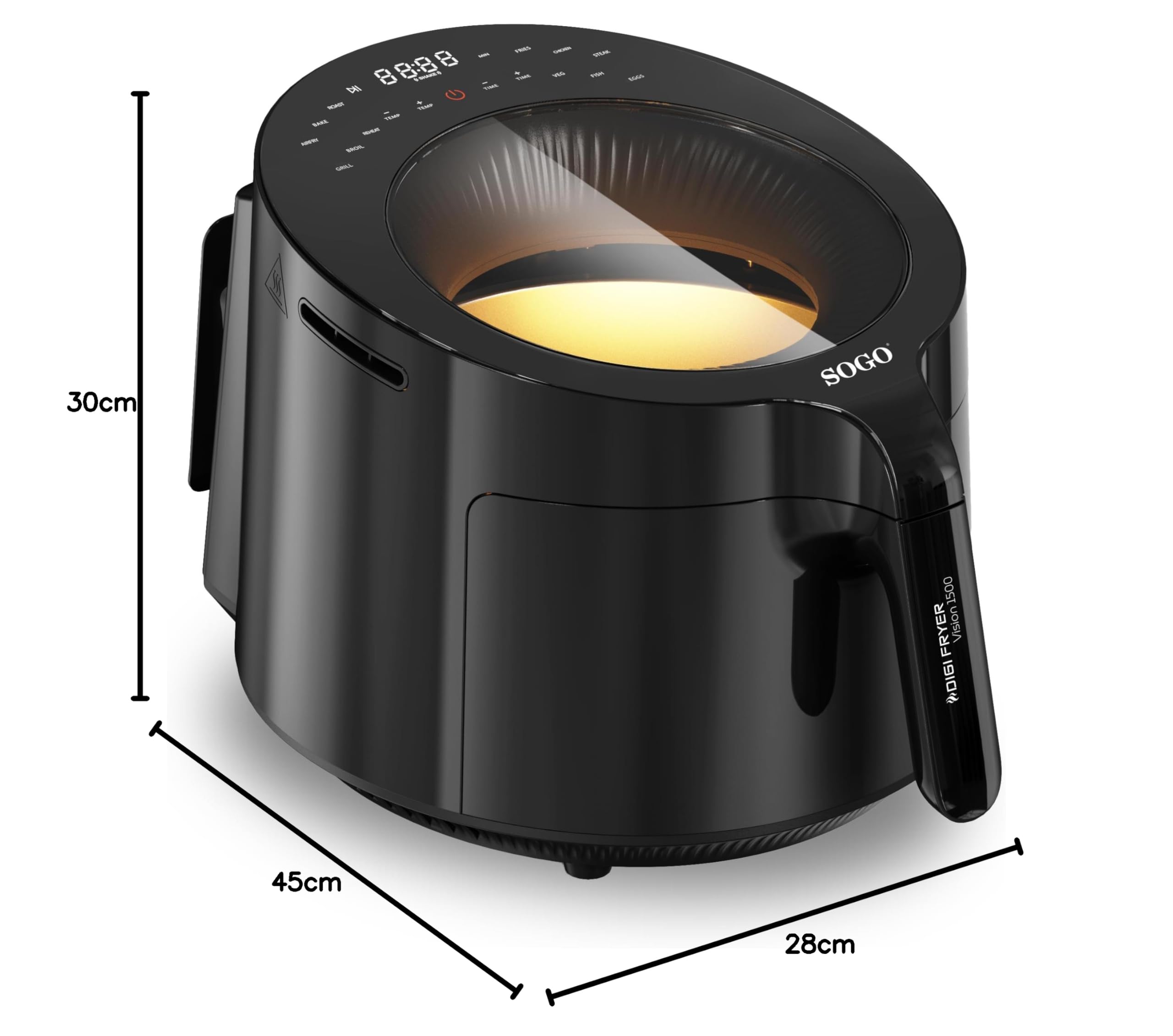 SOGO Freidora de Aire 5L sin Aceite - Cocina Saludable con 80% Menos Grasa - 12 Modos de Cocción para Recetas Versátiles - Air Fryer con Pantalla Táctil LED y Accesorios Aptos para Lavavajillas