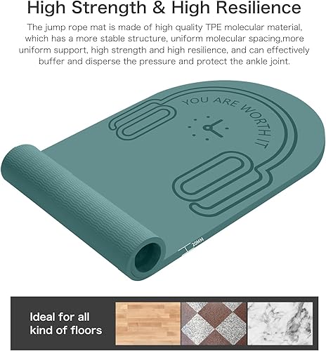 Miniatura 4 de LERYG - Alfombrilla de cuerda de saltar extra gruesa antideslizante que absorbe los golpes, para entrenamiento en interiores y exteriores