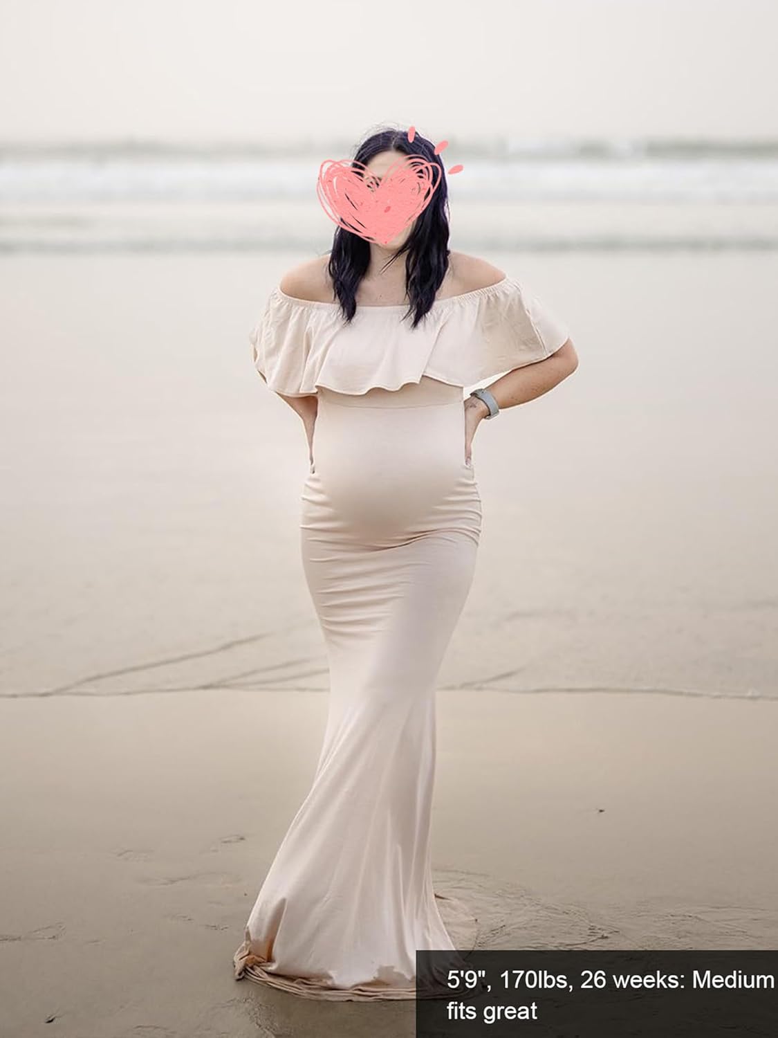 Glampunch Womens Off Shoulder Maternity Dress Ruffles Elegant Slim Gowns Fit Maxi Photography Dress - Image 4