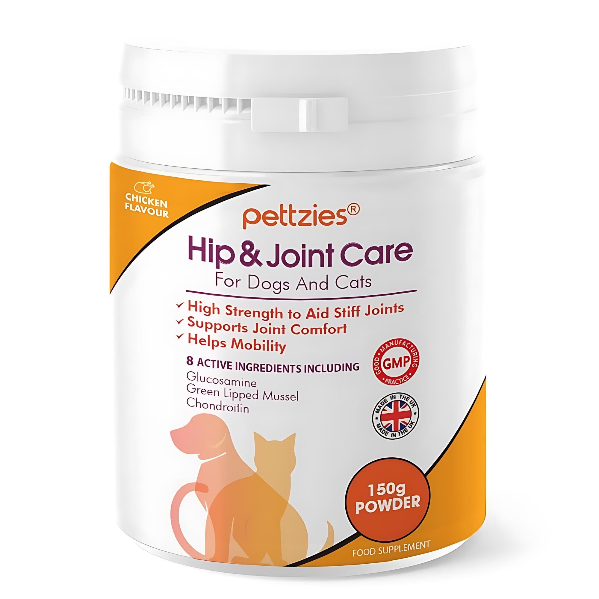 PETTZIES Hip and Joint Supplements for Dogs and Cats Health 150g - Arthritis Aid, Joint Care, Pain Relief Support for Senior, Young, Active Pets. Glucosamine, Green Lipped Mussel, Chondroitin, MSM โ image 1