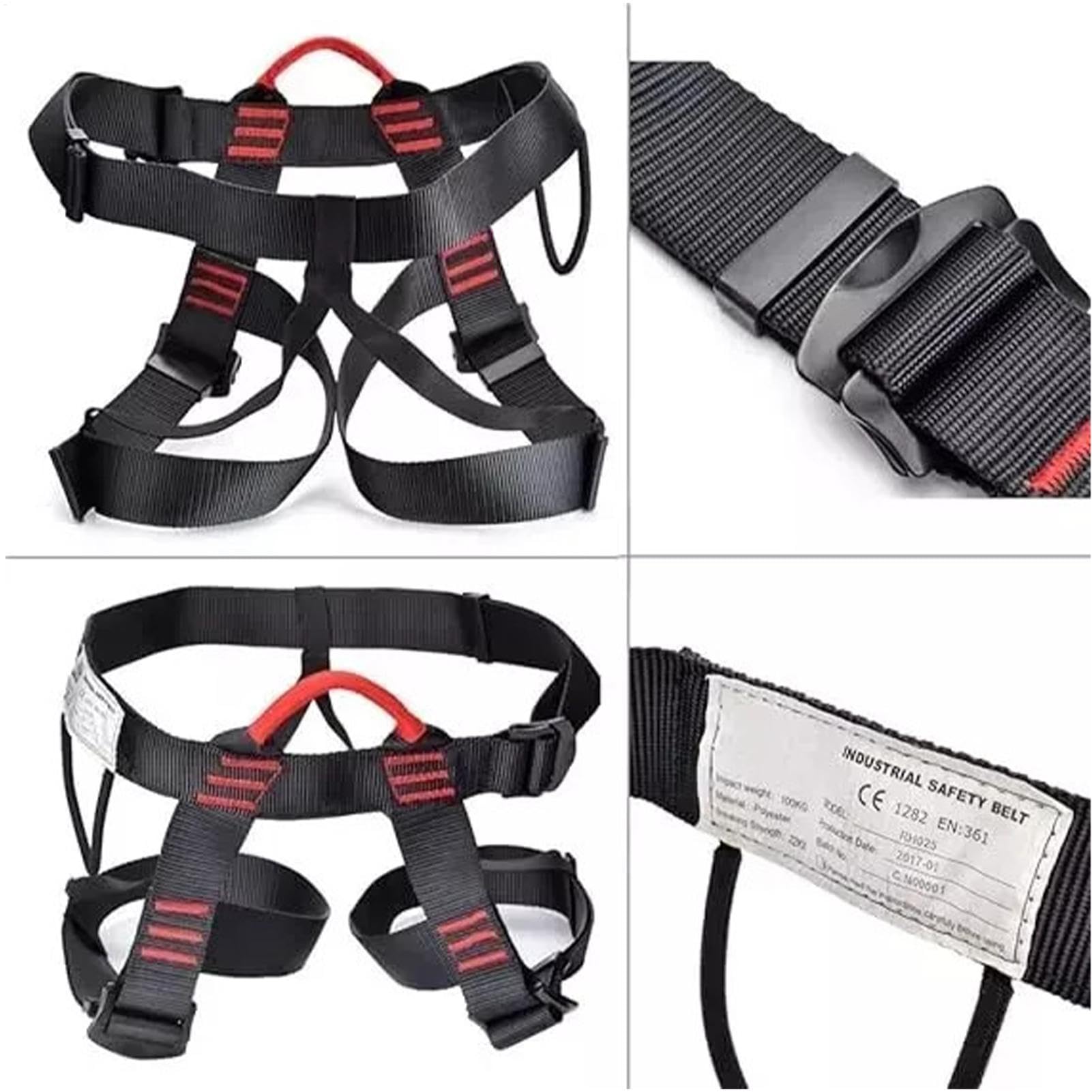 Arnés de escalada para tejados, Arnés para tejados de medio cuerpo - Cinturones de seguridad de cintura ajustables para escalada en roca - Carga de rodamiento de 300 kg, equipo de escalada
