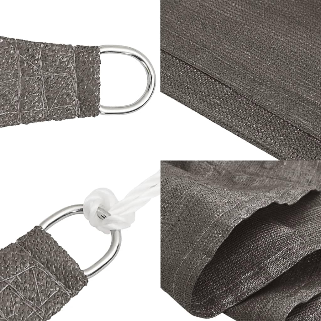 Tenda parasole, 160 g/m², antracite, 4 x 4 m, in HDPE resistente ai raggi UV, con permeabilità al vento e all'acqua, quadrata, con corde incluse, per giardino, balcone, terrazza