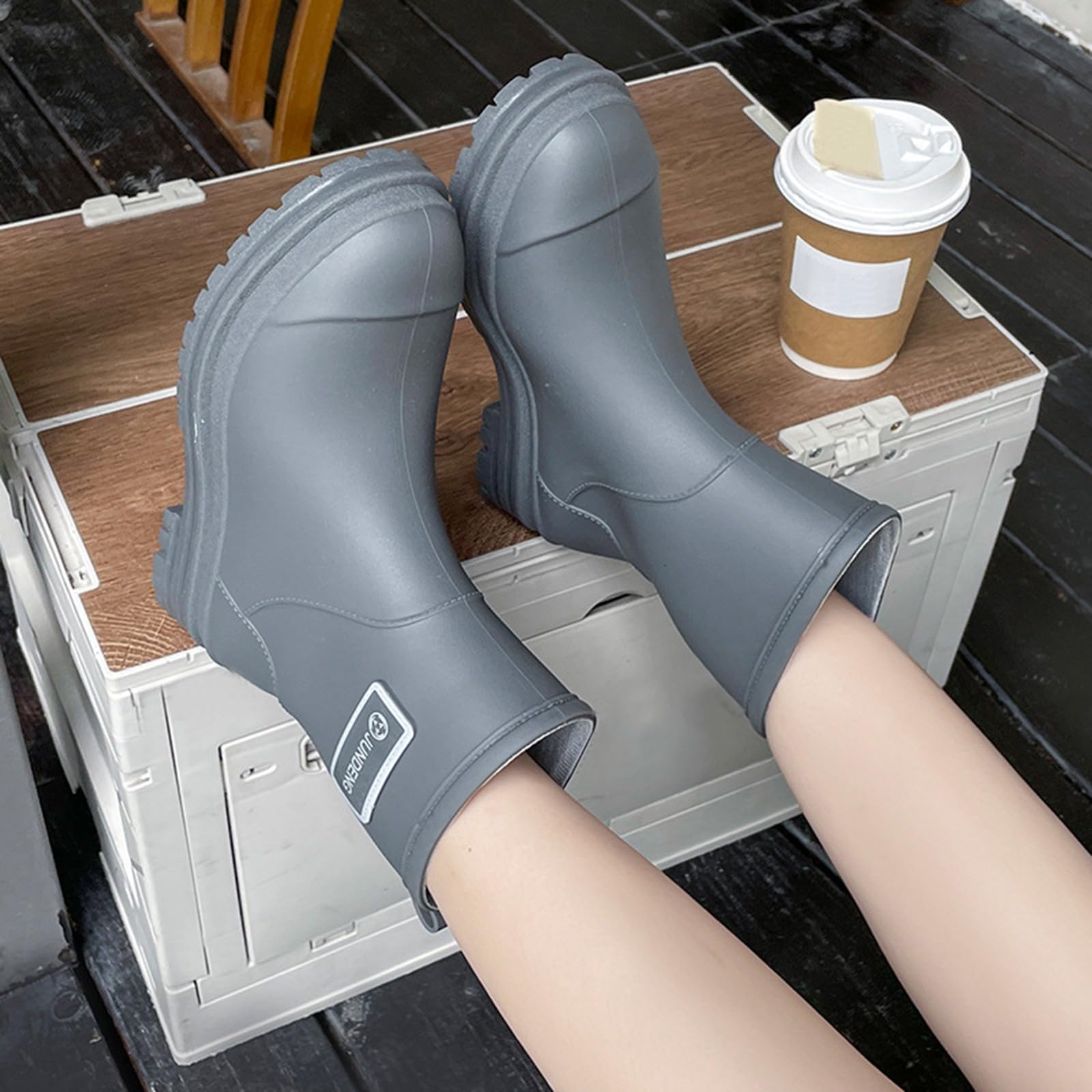 Botas de goma para mujer, impermeables, botas de lluvia, botas de agua Wellington, botines de goma de media altura, botas de lluvia antideslizantes, botas de jardín, botas de exterior, botines