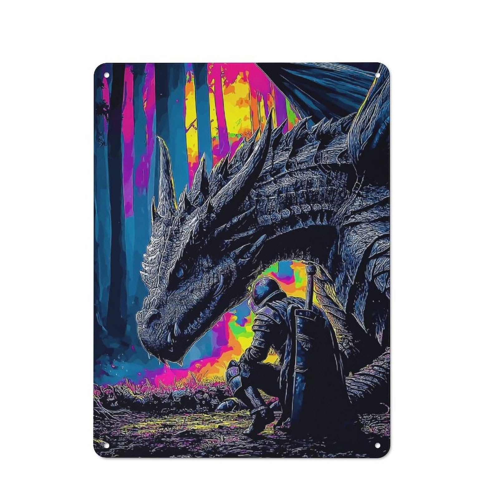 Junmoney Dragon's Shadow A Knight's Tale Retro Metal Wall Sign 40X30cm For Man Cave Or Games Room, A Housewarming Gift For Games Room Collectors