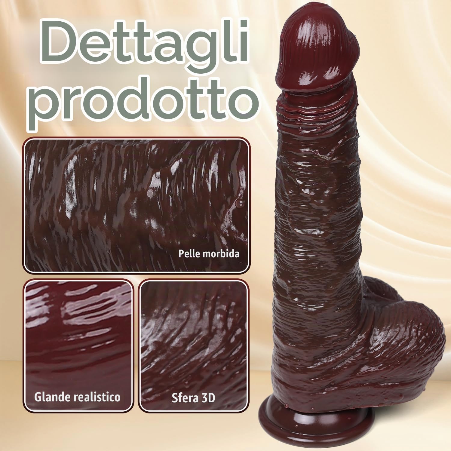 Black XXXL 8.5" Girth 10.2" Long Realistic BBC Dildo, Movable Foreskin, Suction Cup, TPE & Advanced Users