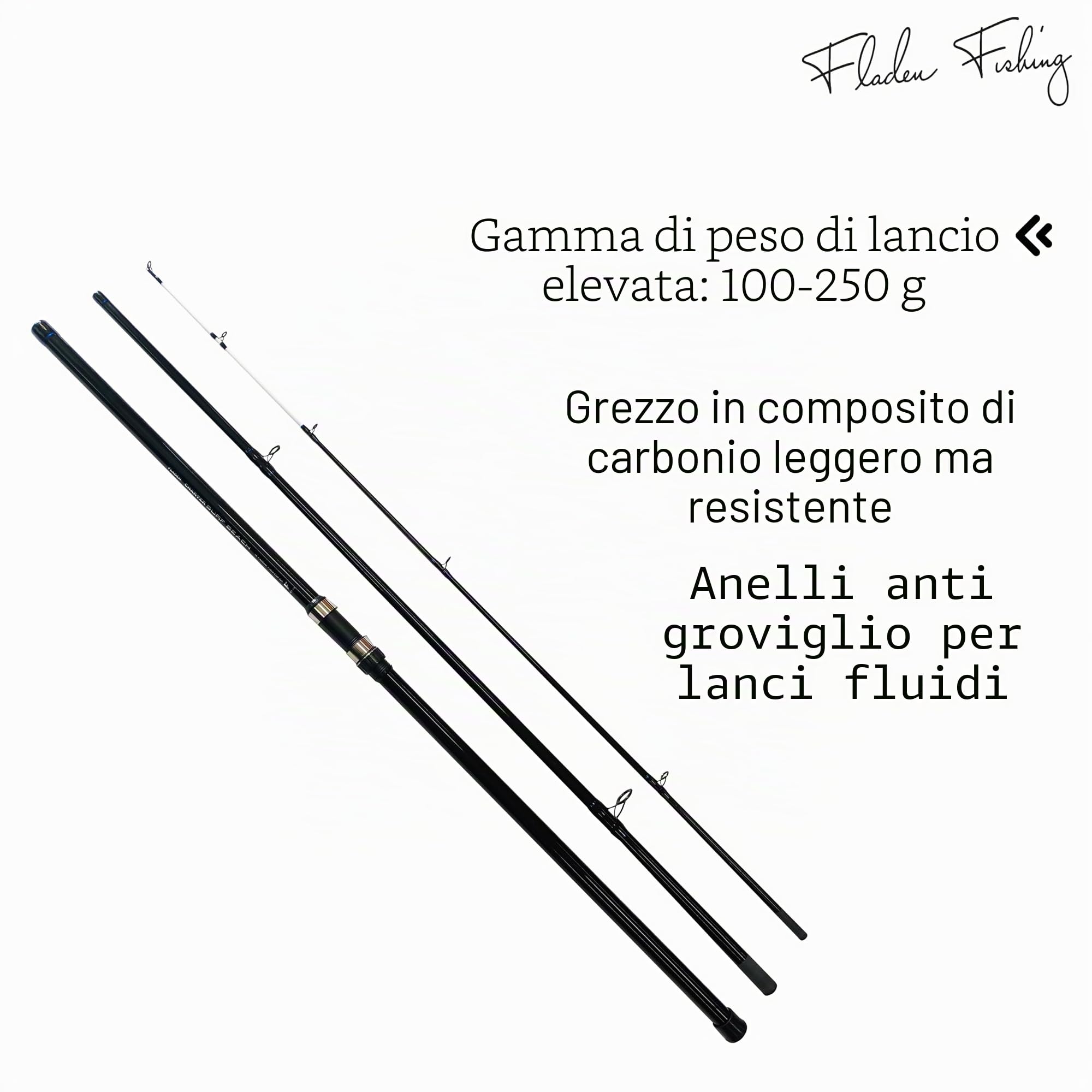CHARTER 12-11420 - Canna da surf/spiaggia da 4,2 m, in carbonio leggero, potenza di lancio 100-250 g, per acque costiere del Regno Unito, 3 pezzi
