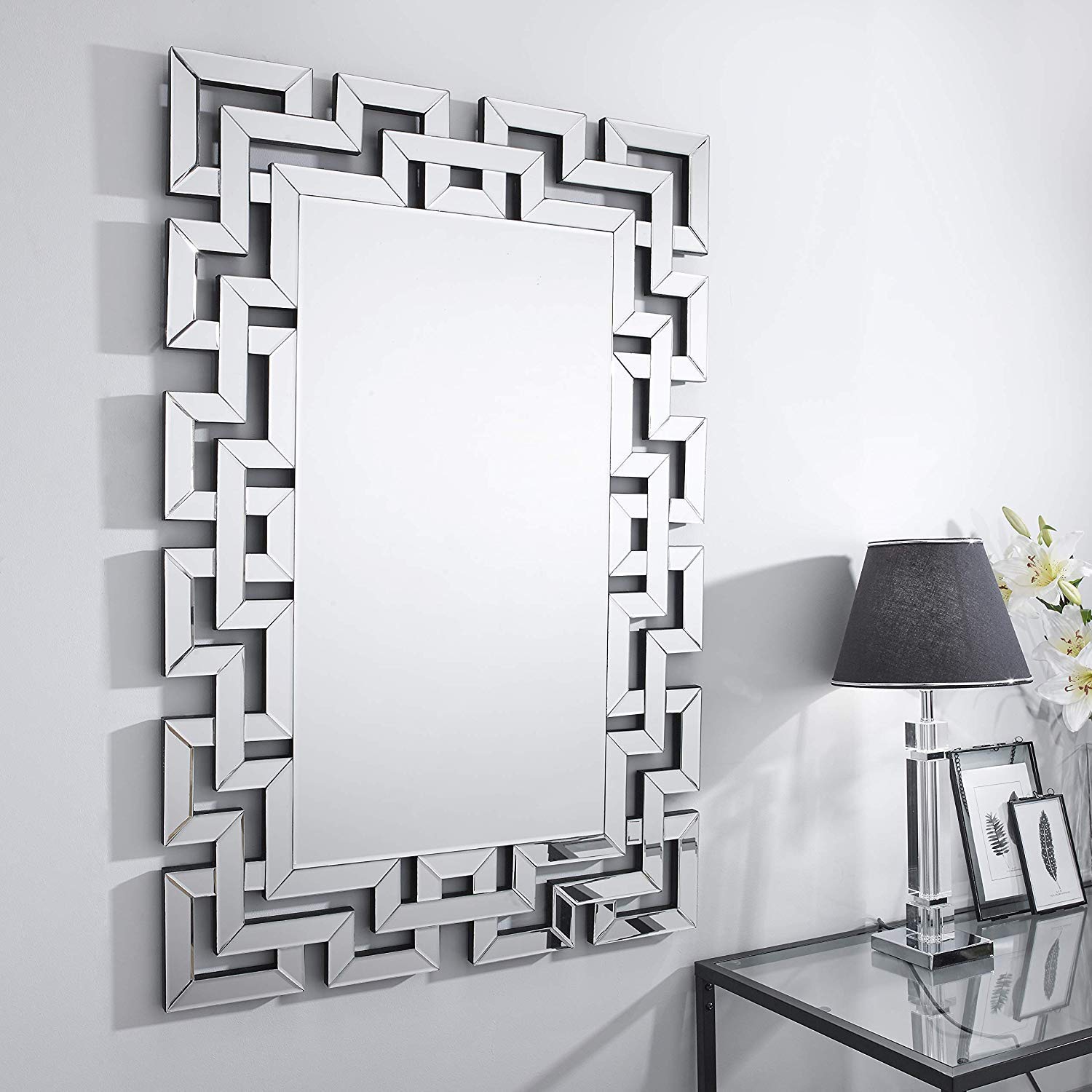 Buy ALFA DESIGN:- Rectangular Shape??Modern Wall Mirror??Decorative Design  Frameless Mirror, Venetian Wall Mirror Wood core Backing 12mm MDF, Mirror  Size : 48" x 30" inch Online at Low Prices in India -