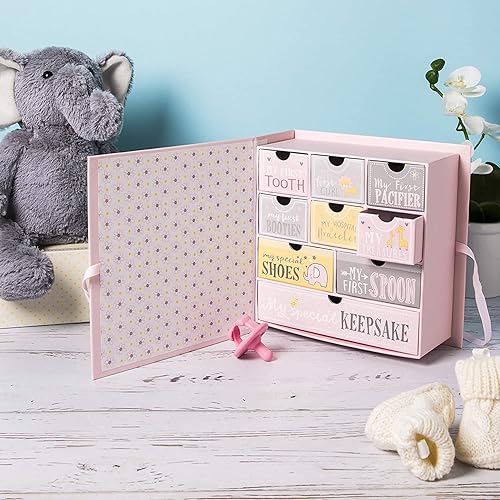 Miniatura 7 de Caja de recuerdos para bebé VOTUM para recuerdos preciados, de estilo de cuento de hadas - Cajas ligeras y hechas a mano con 9 compartimentos