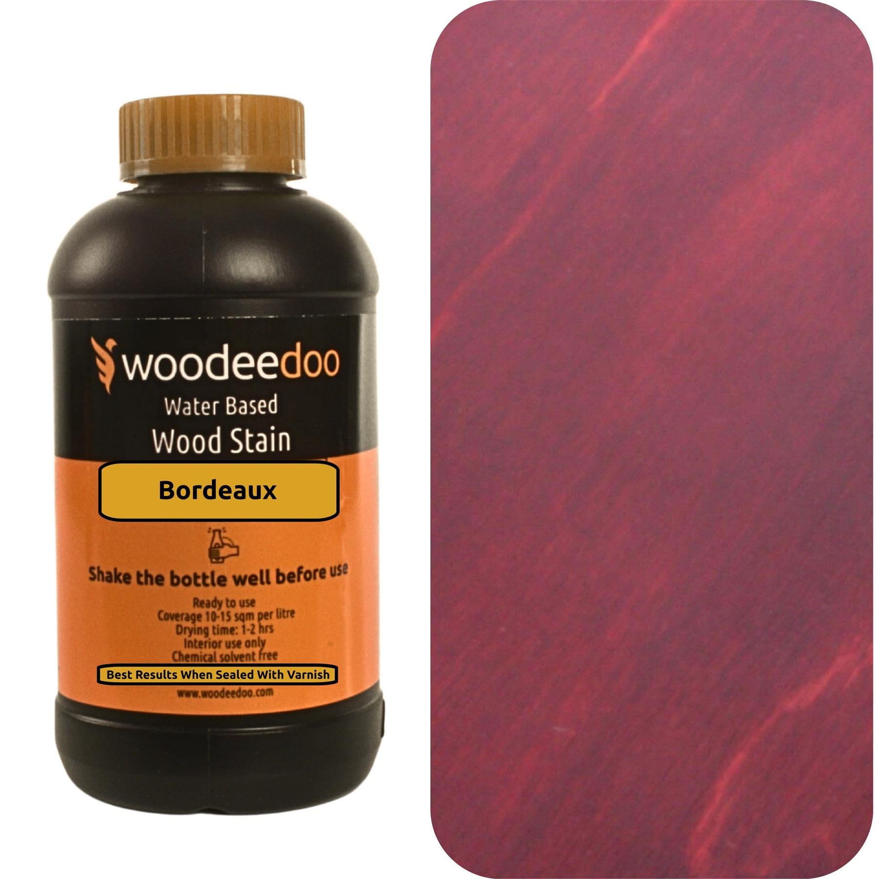 Woodeedoo Bordeaux Water Based Wood Stain | Wood Dye | Ready To Use | Environmentally Friendly | Solvent Free | Odour Free | 1 L |