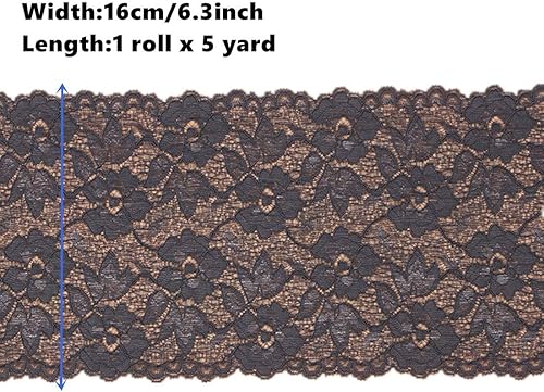 Miniatura 2 de MSCFTFB Cinta elástica de encaje de 5 yardas de ancho de 6.3 pulgadas de ancho para ropa, manualidades, decoración de mesa de boda, baby shower,