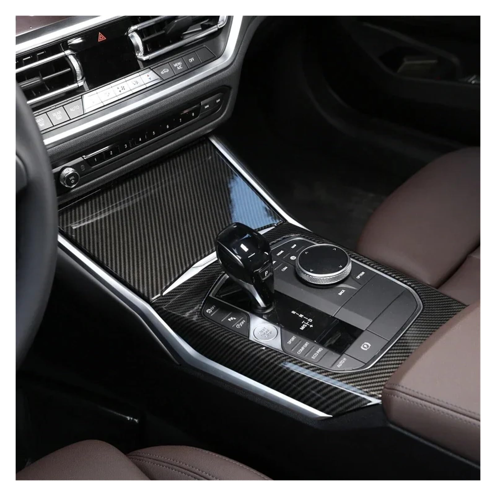 Kompatibel mit BMW 3er-Serie 4er-Serie G20 G21 G22 2020–2022, ABS-Kohlefaser, Auto-Schalttafel-Abdeckung, Innenausstattung, Zieraufkleber, Autozubehör
