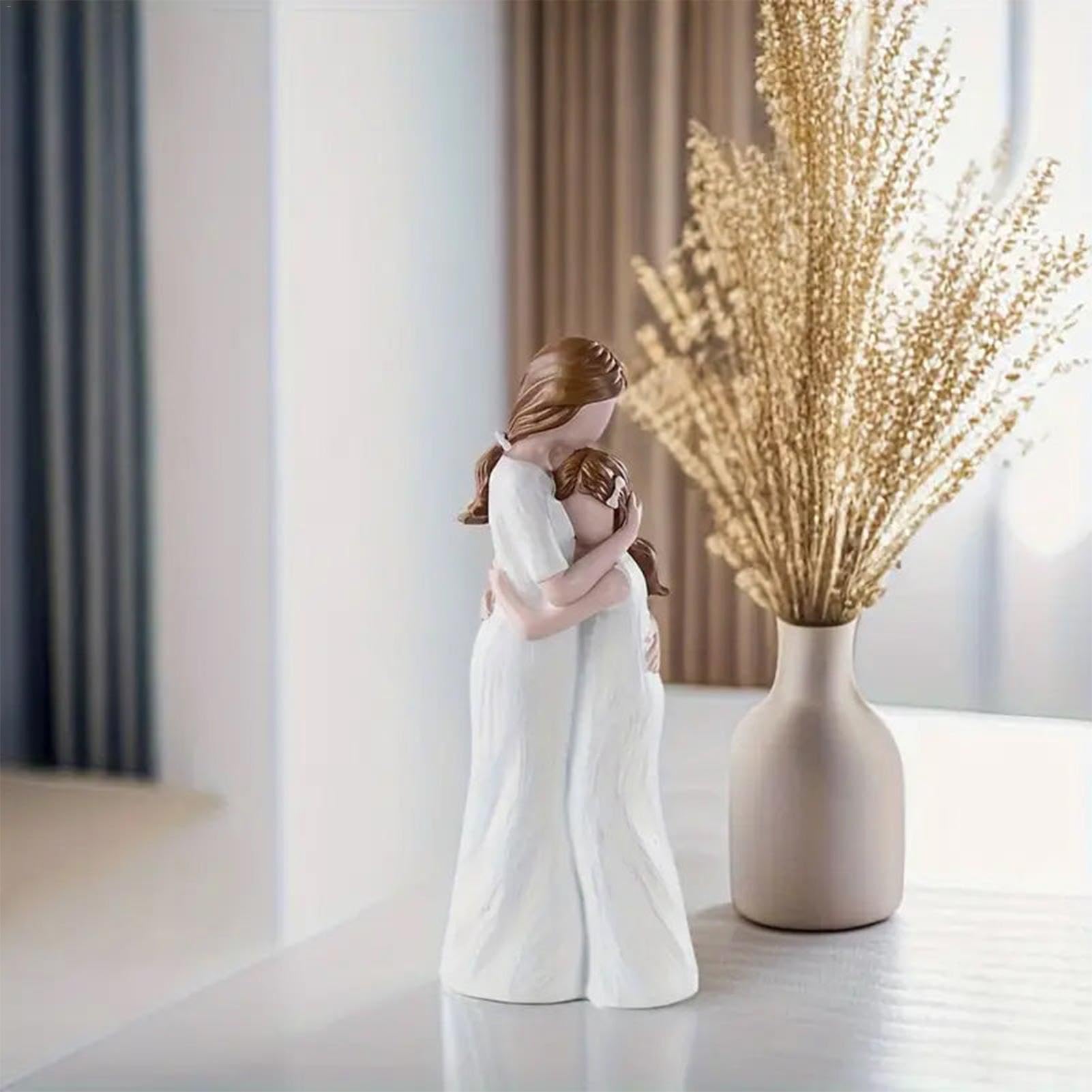 Mutter Und Tochter Statue Aus Harz - Bedeutungsvolle Familienskulptur Für Wohnzimmer Deko