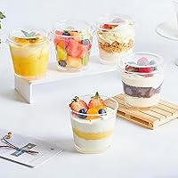 Vista 6 de Qeirudu Paquete de 50 mini tazas de postre de 6 onzas con tapas altas y cucharas, tazas pequeñas de plástico para tartas, tazas redondas para servir