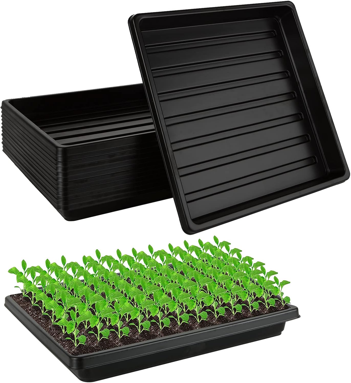 12 Pack Plant Growing Trays Without Holes, 10.6”x 10.6”No Drain Holes